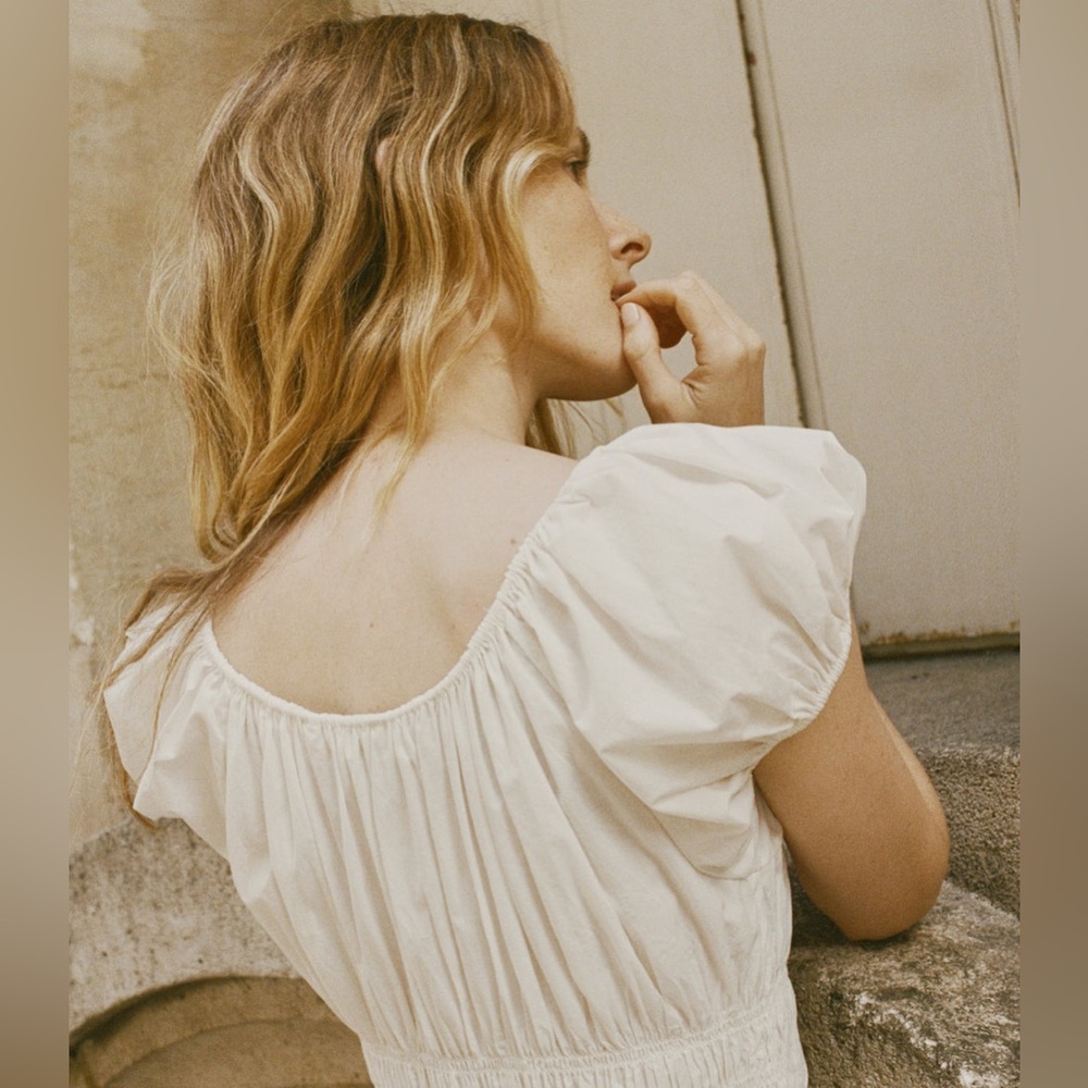 DÔEN Quinn organic cotton-poplin midi dress in 'Salt' - Picture 7 of 17